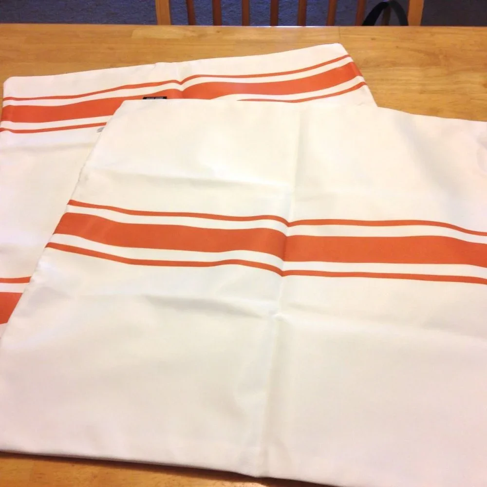 Decorative Accent Pillow Covers - cream and dark orange striped
